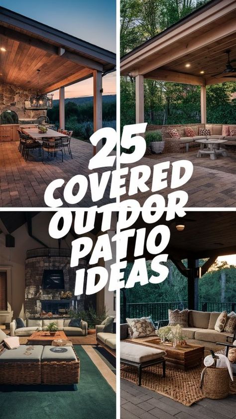 Transform your outdoor area into a year-round living space with these 25 covered outdoor patio ideas that provide shelter and style, perfect for any season. Visit our site for more ways to enhance your patio. Outdoor Arizona Patio Ideas, 4 Season Patio Ideas, Covered Porch Furniture Layout, Simple Outdoor Patio Ideas Backyards, Small Backyard With Patio, Outdoor Spaces Outdoor Living, Covered Outdoor Patio Ideas Decor, Outdoor Back Patio Ideas, Backyard Screened In Patio Ideas