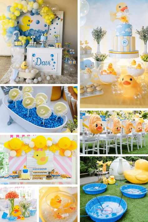 Duck One Year Old Party, Second Birthday Duck Theme, First Birthday Duck Theme, Rubber Ducky 1st Birthday Party, Rubber Duck Birthday Party Ideas, 1st Birthday Rubber Duck Theme, Rubber Ducky Party Favors, Duck Birthday Theme, Duck Baby Shower Theme