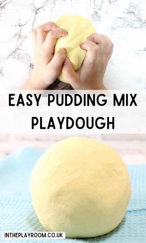 Pudding Playdough, Easy Playdough Recipe, Diy Playdough, Easy Puddings, Pudding Flavors, Edible Crafts, Pudding Cups, Playdough Recipe, Homemade Playdough