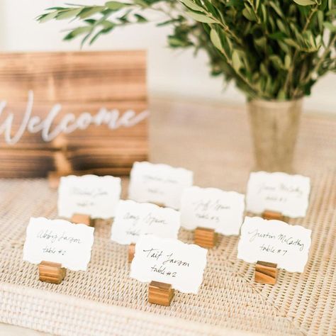 Handwritten Place Cards, Wedding Table Name Cards, Wood Place Card Holders, Minnie Mouse Party Decorations, Wedding Seating Cards, Place Card Holders Wedding, Table Name Cards, Welcome Table, Place Card Holder