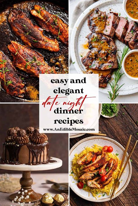 Gourmet Dinner For Two, 2 Course Meal Ideas, Couples Recipes Dinners Fun, Fancy Homemade Dinner For Two, Gluten Free Date Night Dinner, Meals To Make Together Date, Simple Elegant Dinner Recipes, Fancy Dinner For 2, Fancy Beef Recipes