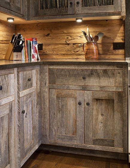 Dark wood cabinets