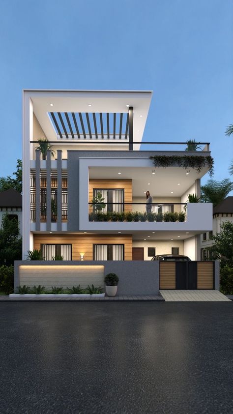 Front Elevation Of Home, House Modern Design Architecture, Home Elevation Indian, Elevation Of House Modern, New Home Elevation Design, Duplex Homes Interior, Elevation For Duplex House, Home Plan Design, Modern House Interior Design Ideas