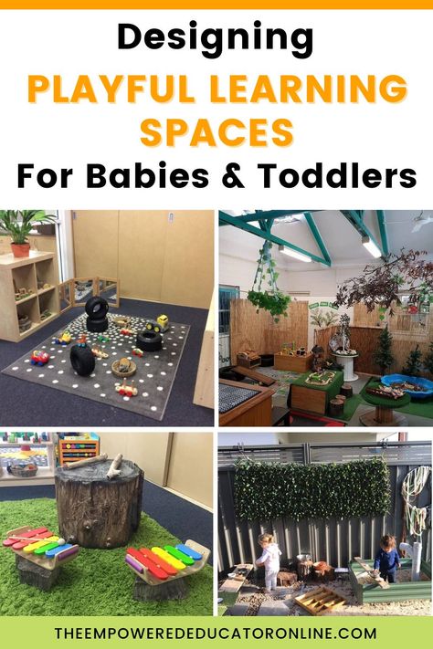 Tips and ideas for educators to set up engaging and playful learning spaces for babies and toddlers. This post features lots of inspiration to help educators and daycare providers create a welcoming early years environment. - The Empowered Educator Daycare Set Up Ideas, Toddler Room Set Up Childcare, Young Toddler Classroom Ideas, One Year Old Daycare Room Classroom, Infant Classroom Set Up, Infant And Toddler Classroom Set Up, Older Infant Classroom Ideas, Infant Toddler Classroom Layout, Toddler Classroom Layout