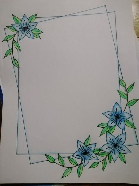 Design For Notes Ideas Border, Botany Word Calligraphy, Boarder Flower Designs, Aesthetic Journal Border Ideas, Border Coloring Pages, Flowers Boarder Design, Project File Border Design Ideas, Project Boder Degin, Boder Degin On Paper Flower