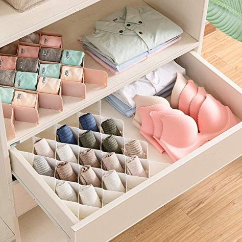 StarratS Honeycomb Drawer Organizer Divider DIY Plastic Grid Honeycomb Drawer Divider-Sock-Belt-Scarf-2 Sets of 45 Slots(White) Panty Storage, Sock Drawer Organization, Office Drawer Organization, Nursery Closet Dividers, Office Drawer, Closet Organizer With Drawers, Sock Storage, Sock Organization, Closet Drawers