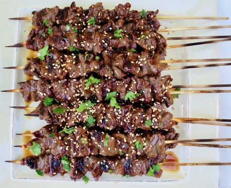 Best Teriyaki Meat Sticks Teriyaki Kabobs, Tri Tip Skewers, Steak On A Stick, Teriyaki Steak Skewers, Meat Sticks Recipe, Meat Skewers Appetizers, Teriyaki Beef Sticks, Meat On A Stick Recipes, Meat Sticks