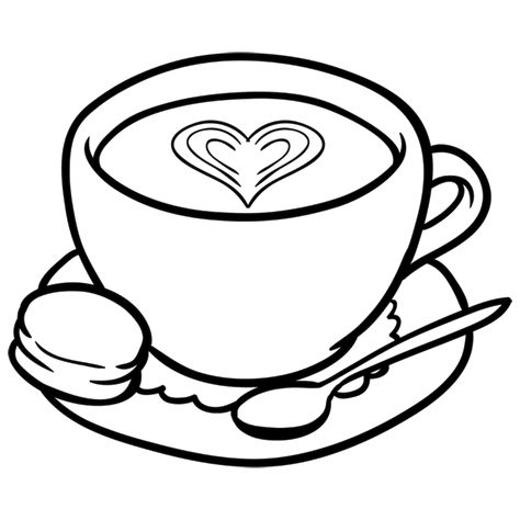 Coffe Coloring Pages, Draw Coffee Mug, Tea Cup Coloring Page, Coffee Cup Design Drawing, Coffee Cup Coloring Pages, How To Draw A Cup, A Cup Of Coffee Drawing, Coffee Drawing Easy, Cup Of Coffee Drawing