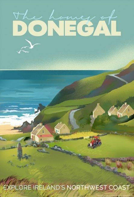 Counties Of Ireland, Dublin Pubs, County Donegal, Donegal Ireland, Irish Landscape, Tourism Poster, Holiday Poster, Retro Travel Poster, Old Postcards