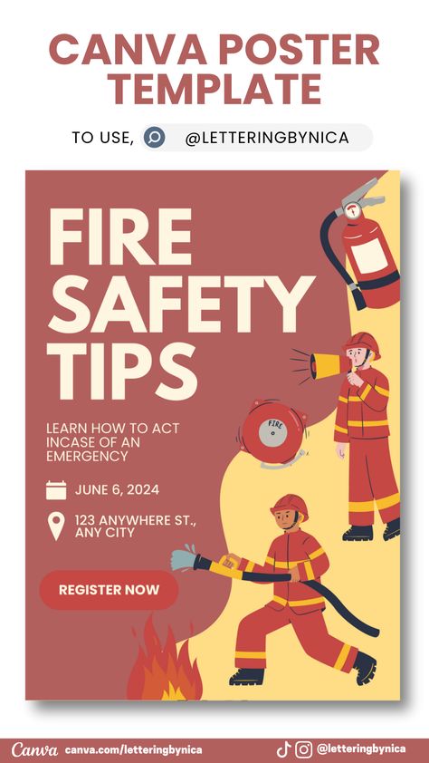 Safety meets visual appeal in our Red and Yellow Illustrative Fire Emergency Poster. Crafted by expert designers at Canva, these posters not only raise awareness about fire emergencies but also blend seamlessly with any decor. Their vibrant colors stimulate quick response during emergencies while their informative and comprehensive design ensures everyone knows what to do when disaster strikes. Stay safe and stylish with our Fire Emergency Poster! Fire Awareness Poster, Emergency Poster Design, Fire Drill Poster, Fire Prevention Poster Ideas, Poster Making Topics, Safety Poster Design, Safety Awareness Poster, Fire Prevention Poster, Disaster Poster