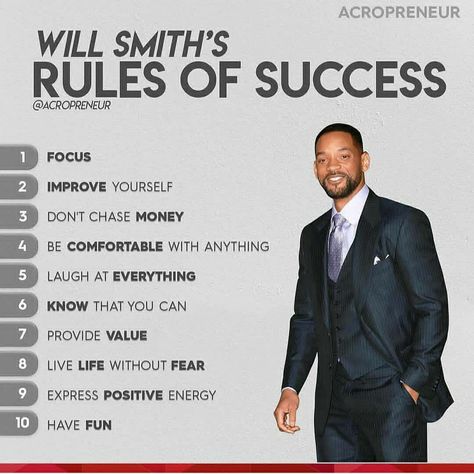 Rules Of Success, Leadership Motivation, Entrepreneur Success, Business Quotes, Monday Motivation, Self Development, Will Smith, Better Life, Positive Energy