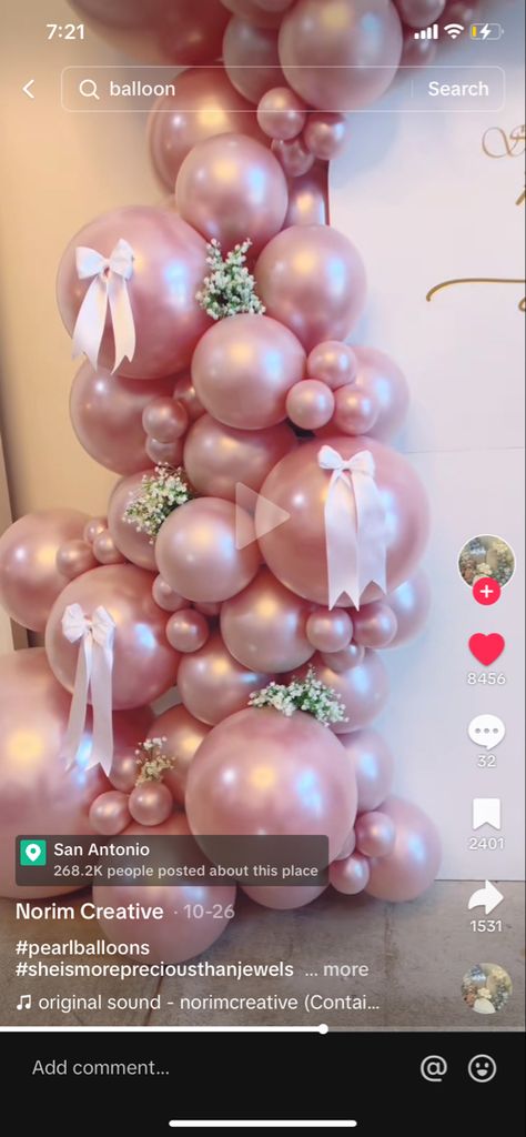 Pink And Gold Baby Shower Ideas, Royalty Baby Shower Theme, Gold Baby Shower Ideas, Royalty Baby Shower, 21 Balloons, Pink And Gold Baby Shower, Pearl Balloons, Gold Baby Shower