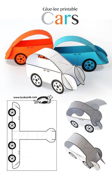 Glue-lee printable CARS Printable Cars, Paper Car, Car Craft, Paper Crafts For Kids, Childrens Crafts, Paper Toys, Craft Activities For Kids, Arts And Crafts For Kids, School Crafts