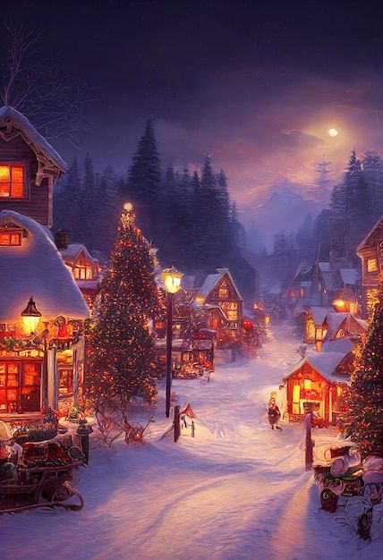 Helloween Wallpaper, Winter Christmas Scenes, Merry Christmas Pictures, Christmas Landscape, Christmas Scenery, Christmas Town, Winter Scenery, Christmas Villages, Winter Pictures