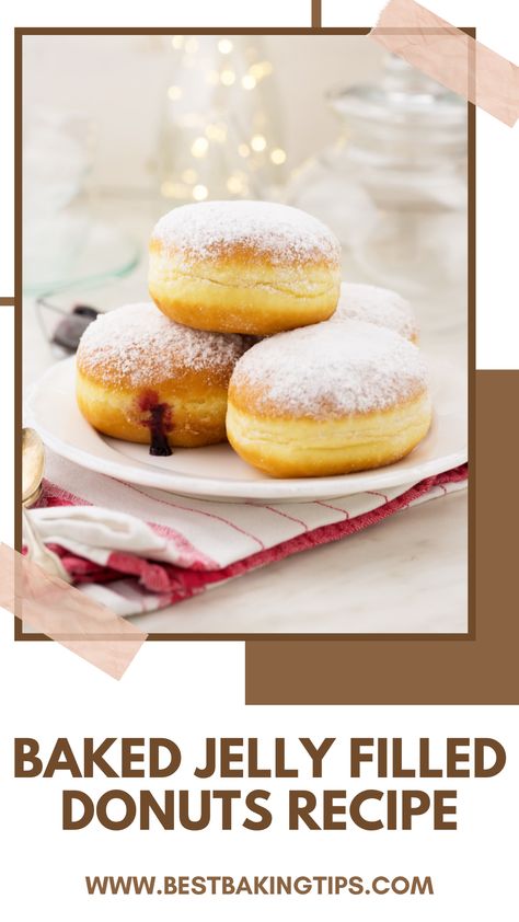 baking recipes, donuts, donut recipes, baking donuts, best baking tips Easy Jelly Donut Recipe, Baked Long John Donut Recipe, Baked Jelly Filled Donuts Recipe, Homemade Filled Donuts Recipe, Creme Filled Donut Recipe, Glaze For Donuts Easy, Jelly Filled Donuts Recipe, Jelly Donut Recipe, Filled Donut Recipe