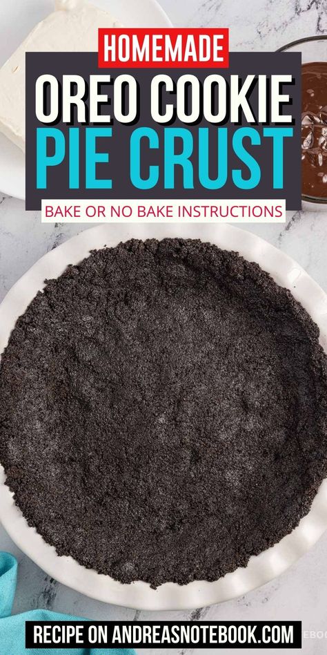 How to make an Oreo cookie pie crust recipe for no-bake pies or baked pies. Learn the pros and cons of baking or freezing. A chocolate Oreo pie crust is a great base for many kinds of pies. It's one of the easiest pie crusts and can be made as a no bake pie crust or you can bake it. There are benefits to both methods but you can't beat how quick and easy it is to make this Oreo pie crust recipe either way! Oreo Cookie Crust Recipe, No Bake Pie Crust, Oreo Pie Crust Recipe, Chocolate Oreo Pie, Oreo Cookie Pie Crust, Cookie Pie Crust Recipe, Oreo Crust Recipe, Cookie Pie Crust, Oreo Cookie Pie