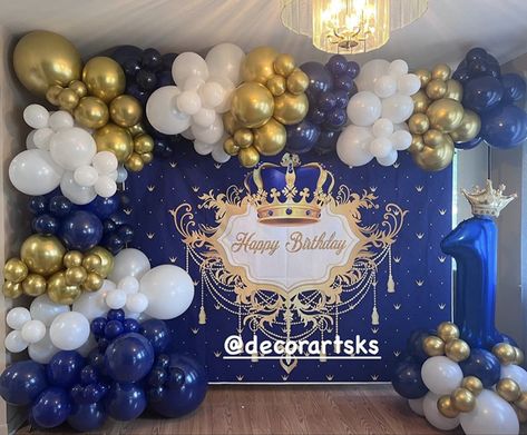 Prince Themed Birthday Party, Royal Prince Birthday Theme, Royal Themed Birthday Party, Royal Theme Party, Royal Prince Birthday Party, First Birthday Decorations Boy, Prince Birthday Theme, Prince Baby Shower Theme, Prince Birthday Party