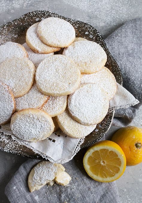 Lemon Meltaways - A cross between a shortbread cookie and a sugar cookie, these slice and bake Lemon Meltaways have great texture, are lightly sweet and just the right amount of lemon flavour. #lemon #cookies #recipe #seasonsandsuppers Lemon Meltaways, Cloud Cake, Lemon Bar, Shortbread Cookie Recipe, Baking Recipes Cookies, Shortbread Cookie, Lemon Cookies, Tea Cakes, A Cross