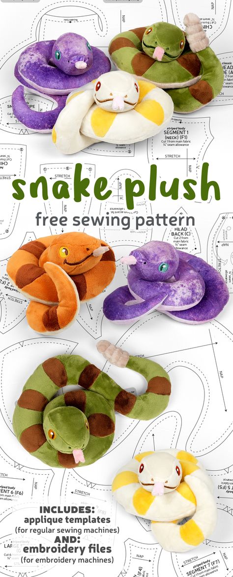 Cheetah Stuffed Animal Sewing Pattern, 3d Sewing Projects, Dnd Plush Pattern, Stuffed Crow Sewing Pattern, Cute Plushie Sewing Patterns Free, Snake Pillow Diy, Mythical Creature Sewing Patterns, Fleece Plush Pattern, Mlp Sewing Pattern