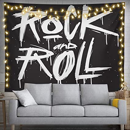 feelacle Rock And Roll Tapestry 60" X 40" Rock`N`Roll Wall Hanging Party Decorations Home Decor For Bedroom Living Room Dorm (150 X 100cm) Rock N Roll Bedroom, Rock And Roll Party Decorations, Rock And Roll Room, Hanging Party Decorations, Rock Baby Clothes, Rock And Roll Birthday, Rock N Roll Party, Home Decor For Bedroom, Hippie Tapestry