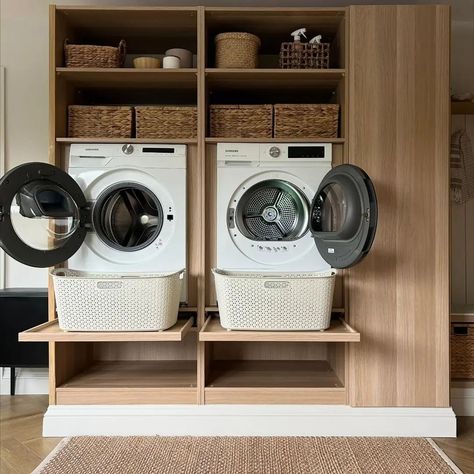 UTILITY • We couldn't wait to give this amazing utility room a space on the grid! @klk.interiors has completely smashed this utility room hack using IKEA Pax and provides a complete breakdown of how they achieved such an amazing space. A year on and the hack is looking 🔥 #ikeahack #ikeahome #ikeapax #paxhack #utility #utilityroom #utilityroomdecor #utilityroominspo #utilityroomideas Industrial Style Utility Room, Pax Utility Room, Ikea Pax Laundry Room, Ikea Pax Laundry, Diy Utility Room, Pax Laundry Room, Pax Laundry, Ikea Utility Room, Klk Interiors