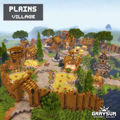 Starting Base Minecraft, Building A Minecraft Village, Minecraft Plains Base, Minecraft Plains Village Ideas, Minecraft Village Revamp Ideas, Minecraft Village Plan, Plains Biome House Minecraft, Village Redesign Minecraft, Plains House Minecraft