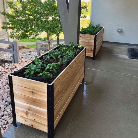 Planter Boxes Around Patio, Slim Planter Boxes, Free Standing Flower Boxes, Exterior Retaining Wall Ideas, Planter Boxes Metal, Cedar Planter Boxes Plans, Box Planters Front Porch, Front Yard Planter Boxes, Planter Boxes Around Deck