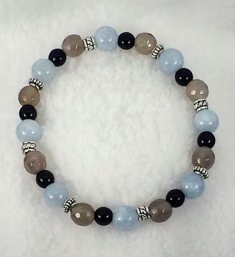 Marble Bracelets, Handmade Onyx Beaded Bracelets, Elegant Beaded Agate Bracelets, Blue Agate Beaded Bracelets, Handmade Agate Crystal Bracelet, Elegant, Hand-strung Agate Beaded Bracelets For Healing, Shambala Bracelet, Marble Bracelet, Memory Wire Jewelry