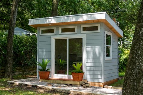 Backyard Office | Turnkey Home Office Shed Tiny Home Backyard Guest Houses, Office Sheds Backyard, Tiny Home Backyard, Doobie Den, Office Shed Ideas, Outdoor Office Shed, Guest House Tiny, Shed Art Studio, Guest House Shed