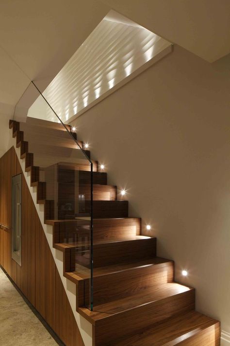 Stairway Lighting Ideas, Staircase Lighting Ideas, Stairs Lighting, Industrial Lighting Design, Stairway Lighting, Stair Lights, Glass Staircase, Stairway Design, Staircase Lighting