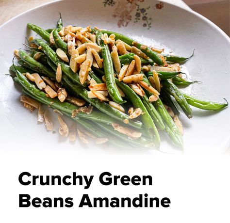 Crunchy Green Beans Amandine Recipe – Complement Green Beans Amandine, Crunchy Green Beans, Mcdougall Recipes, Raw Almonds, Toasted Almonds, How To Squeeze Lemons, Minced Garlic, Side Dish Recipes, Side Dish