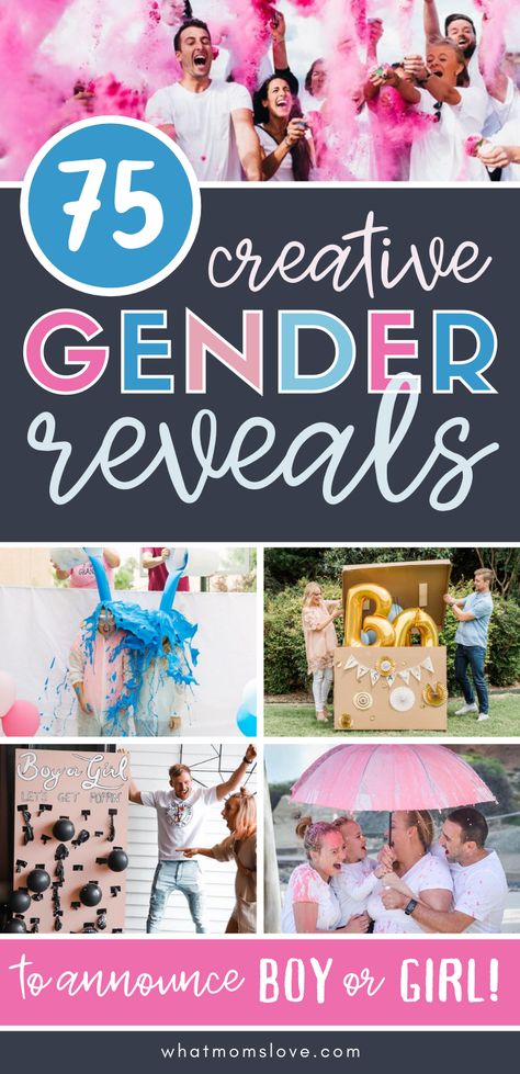 Unique Gender Reveal Ideas | These cute ways to find out baby's gender are fun for a party or simple family gathering #genderreveal Gender Reveal When Parents Know, Gender Reveal Ideas To Reveal, Announcing Gender To Family, How To Do A Gender Reveal, Gender Reveal Ideas For Revealing, Gender Reveal Ways To Reveal, Online Gender Reveal Ideas, Ways To Do Gender Reveal, Gender Reveal By Sibling