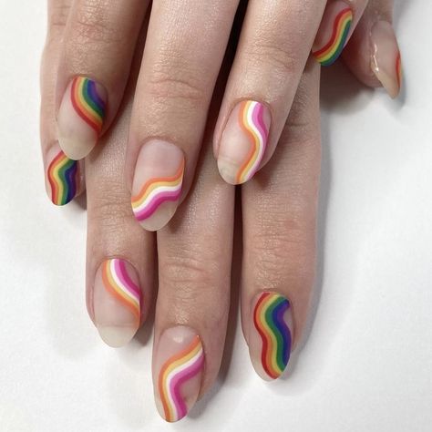 Almond Summer Nails 2023, Almond Summer Nails, Nail Art Designs 2023, Summer Nails Ideas, Summer Nails Almond, Flag Nails, Rainbow Nails Design, Witchy Nails, Punk Nails