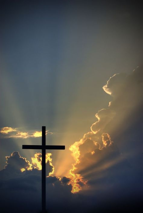 A Cross, The Cross, Blue Sky, The Sun, Sun, Orange, Blue