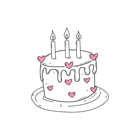 Birthday cake in doodle style | Premium Vector #Freepik #vector #anniversary-cake #birthday-cake #cute-cake #food-birthday Happy Birthday Torte, Happy Birthday Doodles, Doodle Cake, Happy Birthday Icons, Happy Birthday Drawings, Birthday Doodle, Cake Drawing, Birthday Icon, Birthday Cartoon