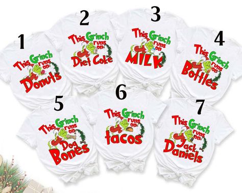 Christmas Family Grinch Family Matching T Shirt Christmas Tee Shirts Grinch, Christmas Funny Shirt Ideas, Matching Grinch Pajamas, Fun Christmas Shirts For Family, Funny Grinch Shirts, Grinch Pajamas Families, Christmas Tshirts For Family, Family Grinch Shirts, Cricut Christmas Shirts Family