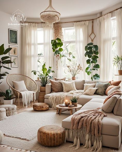 Bohemian Decor Light Wood Home Decor, Boho Living Room Inspiration, Earthy Living Room, Modern Boho Living Room, Boho Chic Living Room, Boho Styl, Love Luxury, Comfy Living Room, Living Room Plants