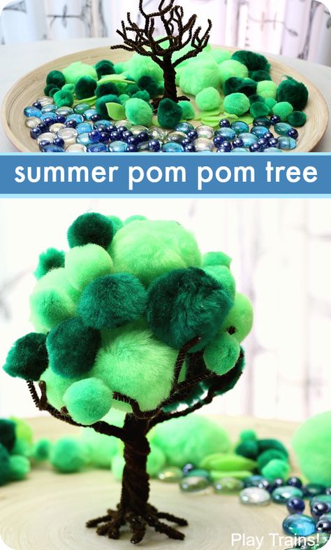 Pom Pom Tree, Fine Motor Activity, Pipe Cleaner Crafts, Pom Pom Crafts, Fine Motor Activities, Motor Activities, Tree Crafts, Summer Crafts, Small World