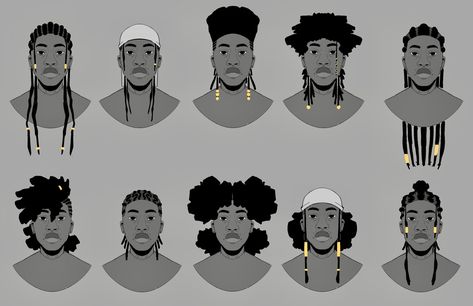 X People Design, Hair Sketch, Black Characters, Black Anime Characters, Black Artwork, Arte Sketchbook, Afro Art, Art Tutorials Drawing, Character Design References