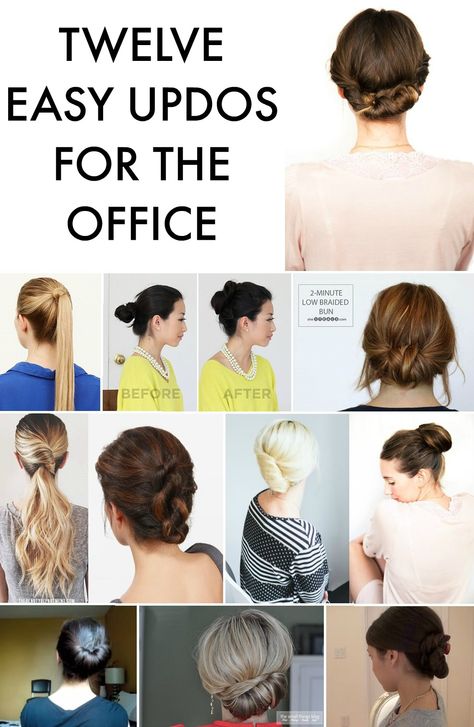 We rounded up twelve of the easiest, sleekest updos for the office we could find -- which are your favorite for the summer? #officechic #officehair #professionalstyle Hairstyles For The Office, Work Updo, Easy Office Hairstyles, Interview Hairstyles, Hairstyles For Work, Easy Professional Hairstyles, Easy Work Hairstyles, Casual Updo, Office Hairstyles