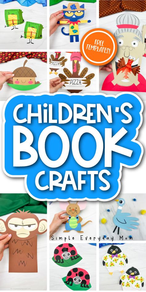 17 Delightful Kids Book Crafts W/ Free Printable Templates Library Crafts For Preschoolers, Read Aloud Crafts First Grade, Preschool Book And Activity, Book Float Parade Ideas, Book And Craft For Kindergarten, Preschool Book Crafts, Book Activities For Kindergarten, Book Character Crafts, Take And Make Crafts For Kids Library