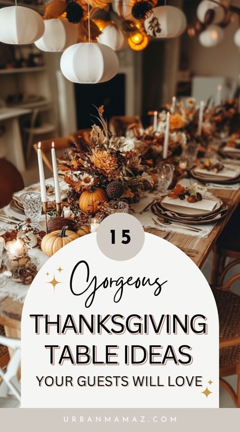 Looking for gorgeous Thanksgiving table ideas your guests will love? Check out these 15 inspiring Thanksgiving table setting ideas to make your guests feel special. Thanksgiving Large Table Settings, Place Setting For Thanksgiving, Beautiful Thanksgiving Tables, Thanksgiving Table Buffet, Set Thanksgiving Table, 15 Person Dinner Table, Amber Goblets Table Setting, Thanksgiving Dinner Table Set Up, Thanksgiving Lunch Table Setting