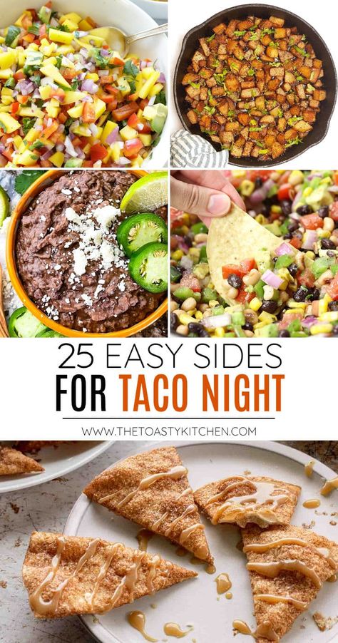 Sides For Taco Night, What To Serve With Tacos, Sides With Tacos, Tacos For Dinner, Taco Tuesday Recipes, Taco Side Dishes, Easy Side Dishes, Taco Meal, Mexican Side Dishes