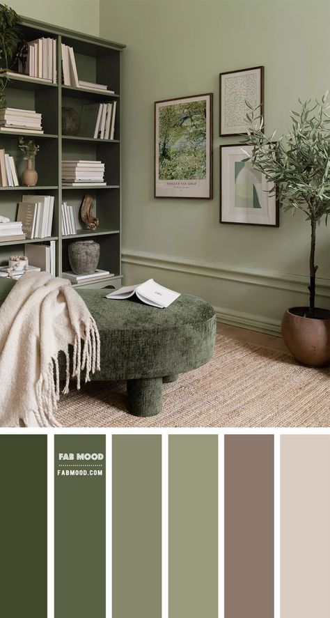 green living room, sage green living room, green and beige living room, living room color ideas, living room color scheme Green Brown And Grey Living Room, Living Room Green Color Palette, Moss Green And Teal Living Room, Living Room Theme Colors, Green Theme Living Room Decorating Ideas, Olive Palette Colour Schemes, Sage Green Room Color Palette, Sage Green Colour Palette Living Room, Sage Cream Living Room