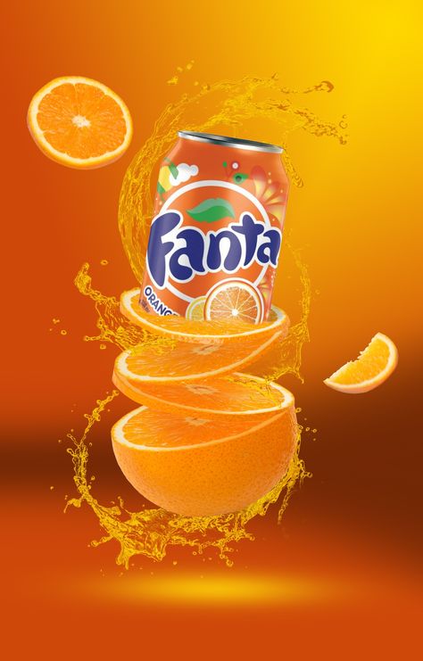 Fanta advertising Soda Poster Design, Photoshop Advertising Poster Designs, Can Advertising, Drink Advertising Design, Energy Drink Advertising, Food Advertising Poster, Soda Wallpaper, Drink Advertisement, Soda Ads