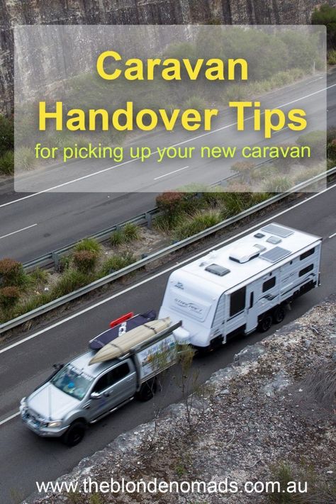 Caravan handover tips for picking up your caravan - The Blonde Nomads Caravan Hacks, Camper Bathroom, Small Caravans, Caravan Ideas, Australian Road Trip, Caravan Holiday, Caravan Awnings, Camping Park, Australian Travel