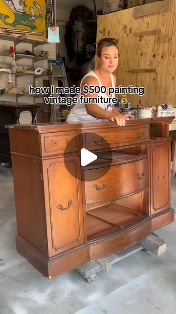 Jessica May Smith on Instagram: "a pastel vintage buffet?! classic 😍  comment FLIP to get my starter kit sent to your inbox so you can do this too! ✨   #duncanphyfemakeover #paintedfurniture #bluefurniture #furnitureflip #furnituredesign #furnituremakeover #nashville #tennessee #buffetmakeover #vintagefurniture" Mexican Pine Furniture Living Rooms, Wood Furniture Refinishing Ideas, Buffet Table Painting Ideas, Painted Buffet Cabinet, Buffet Painting Ideas, Refurbish Buffet Cabinet, Renovated Furniture Before After, Painted Vintage Buffet, Upcycled Buffet Sideboard