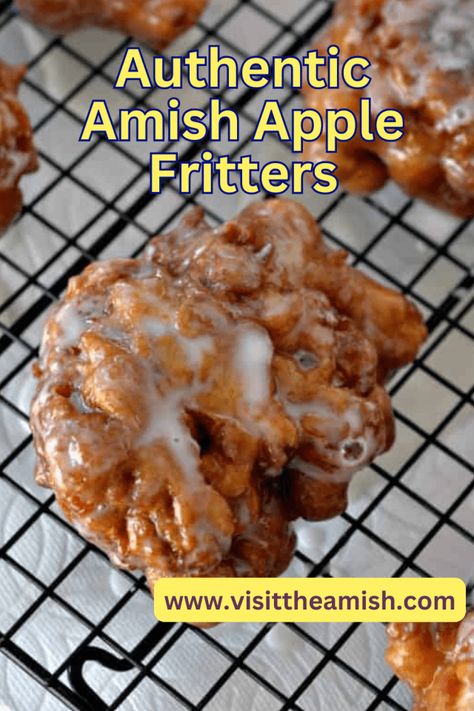 Apple Fritters (Pinterest Pin) Amish Apple Fritter, Apple Fritter Recipe, Baked Apple Fritters, Apple Fritter Bread, Apple Fritter, Apple Dessert Recipes, Apple Bread, Fritter Recipes, Apple Fritters