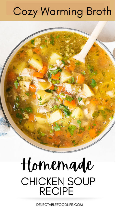 Large pot of homemade chicken veggie soup Slow Cooker Chicken Noodle Soup, Chicken Soup Recipes Homemade, Homemade Chicken Soup, Chicken Soup Recipe, Best Soup Recipes, Chicken Soup Recipes, Best Dinner Recipes, Whole Chicken, 30 Minute Meals