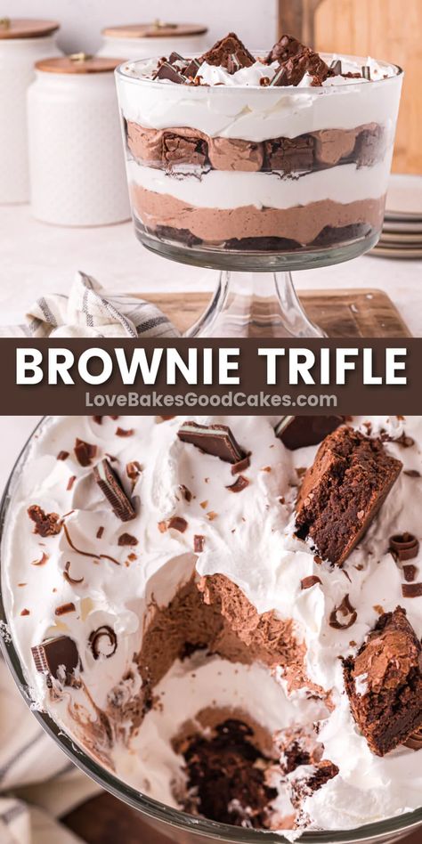 Brownie Trifle Recipe, Chocolate Coconut Balls, Trifle Bowl Recipes, Trifle Dessert Recipes, Food Recipes For Dinner, Brownie Trifle, Coconut Balls, Chocolate Trifle, Trifle Desserts